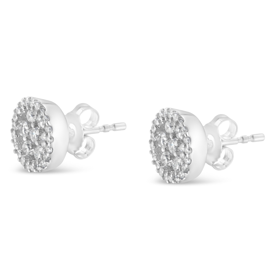 Image 948748_ALTMORE3.jpg, Product 948-748 / Price $5,152.00, AGS Certified 14K White Gold 1.0 Cttw Brilliant-Cut Diamond Halo-Style Cluster Round Button Stud Earrings (G-H Color, I1-I2 Clarity) from Haus of Brilliance on TSC.ca's Jewellery department
