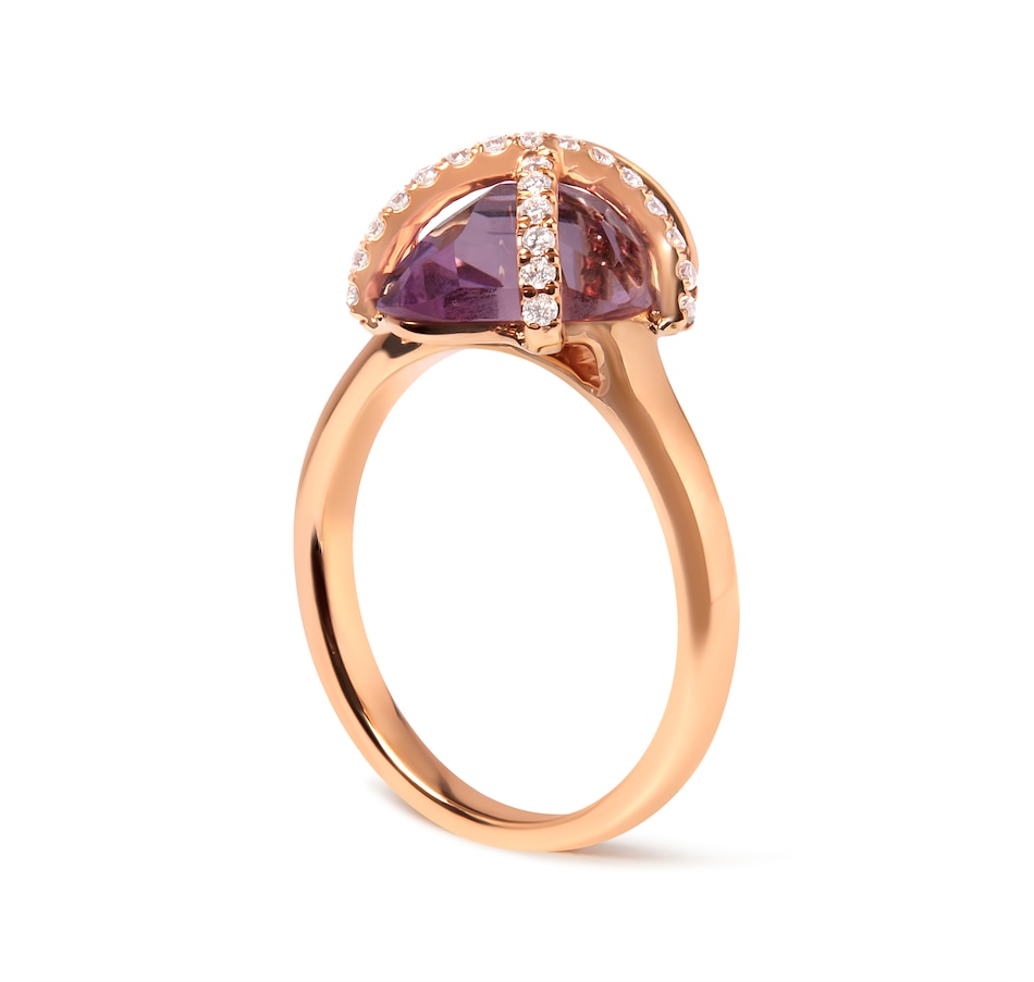 Image 948749_ALTMORE2.jpg, Product 948-749 / Price $4,657.00, 14K Rose Gold 1/5 Cttw Diamond Wrapped 15x15 MM Purple Amethyst Cocktail Ring (G-H Color, SI1-SI2 Clarity) from Haus of Brilliance on TSC.ca's Jewellery department