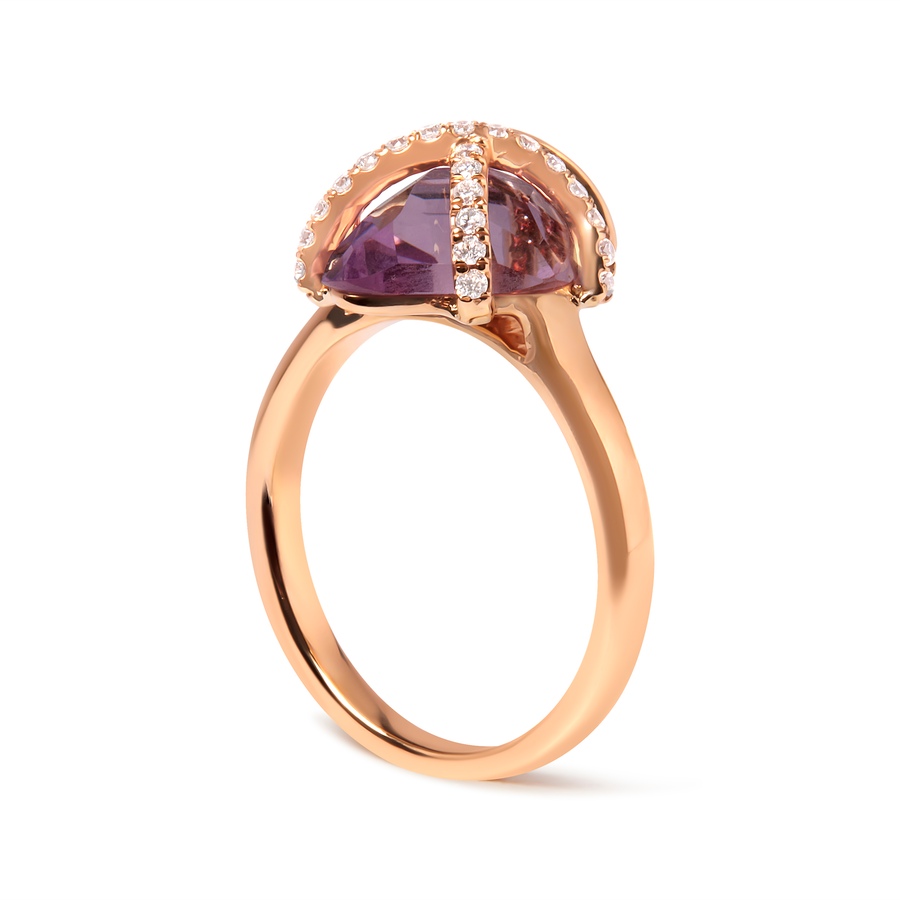Image 948749_ALTMORE2.jpg, Product 948-749 / Price $8,073.00, 14K Rose Gold 1/5 Cttw Diamond Wrapped 15x15 MM Purple Amethyst Cocktail Ring (G-H Color, SI1-SI2 Clarity) from Haus of Brilliance on TSC.ca's Jewellery department