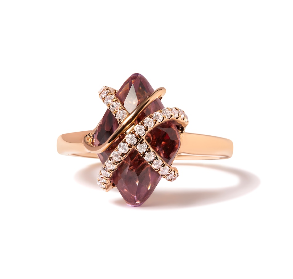 Image 948749_ALTMORE3.jpg, Product 948-749 / Price $4,657.00, 14K Rose Gold 1/5 Cttw Diamond Wrapped 15x15 MM Purple Amethyst Cocktail Ring (G-H Color, SI1-SI2 Clarity) from Haus of Brilliance on TSC.ca's Jewellery department