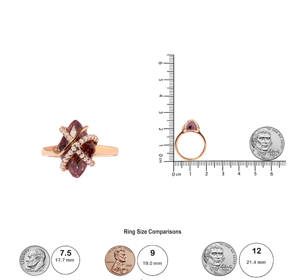 Image 948749_ALTMORE5.jpg, Product 948-749 / Price $4,657.00, 14K Rose Gold 1/5 Cttw Diamond Wrapped 15x15 MM Purple Amethyst Cocktail Ring (G-H Color, SI1-SI2 Clarity) from Haus of Brilliance on TSC.ca's Jewellery department