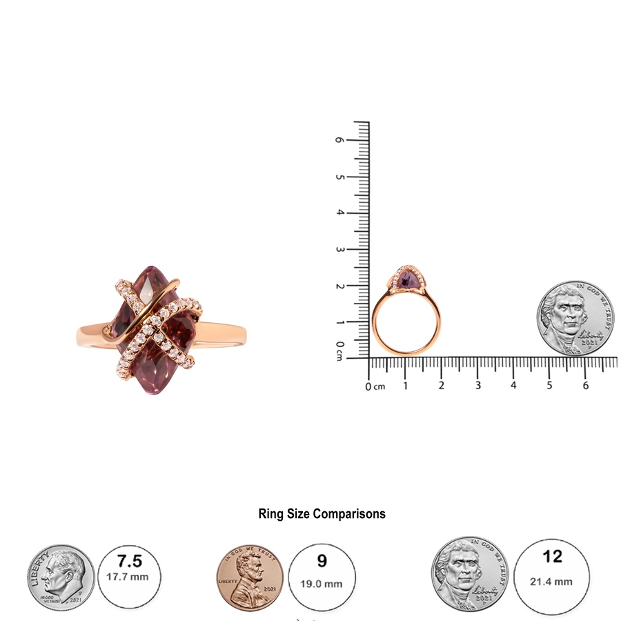 Image 948749_ALTMORE5.jpg, Product 948-749 / Price $8,073.00, 14K Rose Gold 1/5 Cttw Diamond Wrapped 15x15 MM Purple Amethyst Cocktail Ring (G-H Color, SI1-SI2 Clarity) from Haus of Brilliance on TSC.ca's Jewellery department