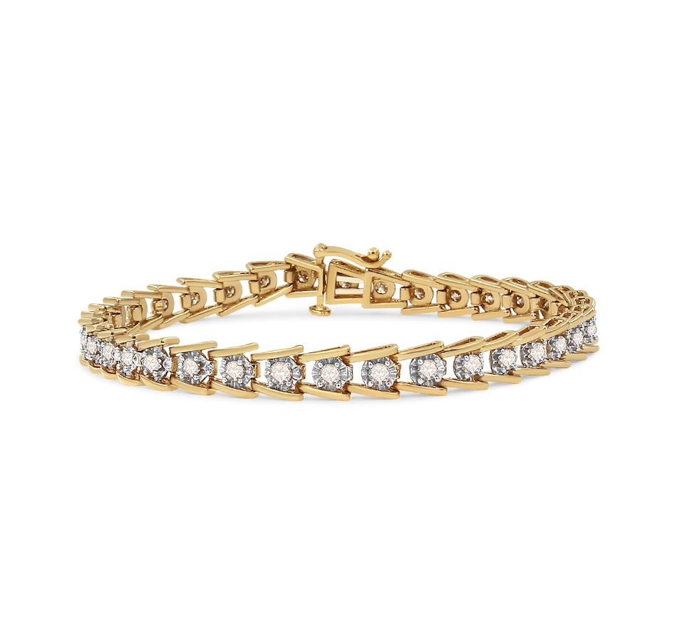 Image 948755.jpg, Product 948-755 / Price $1,476.00, 14K Yellow Gold Plated .925 Sterling Silver 2.00 Cttw Miracle Set Diamond Wave Link Bracelet (L-M Color, I2-I3 Clarity) - Size 7.25" from Haus of Brilliance on TSC.ca's Jewellery department