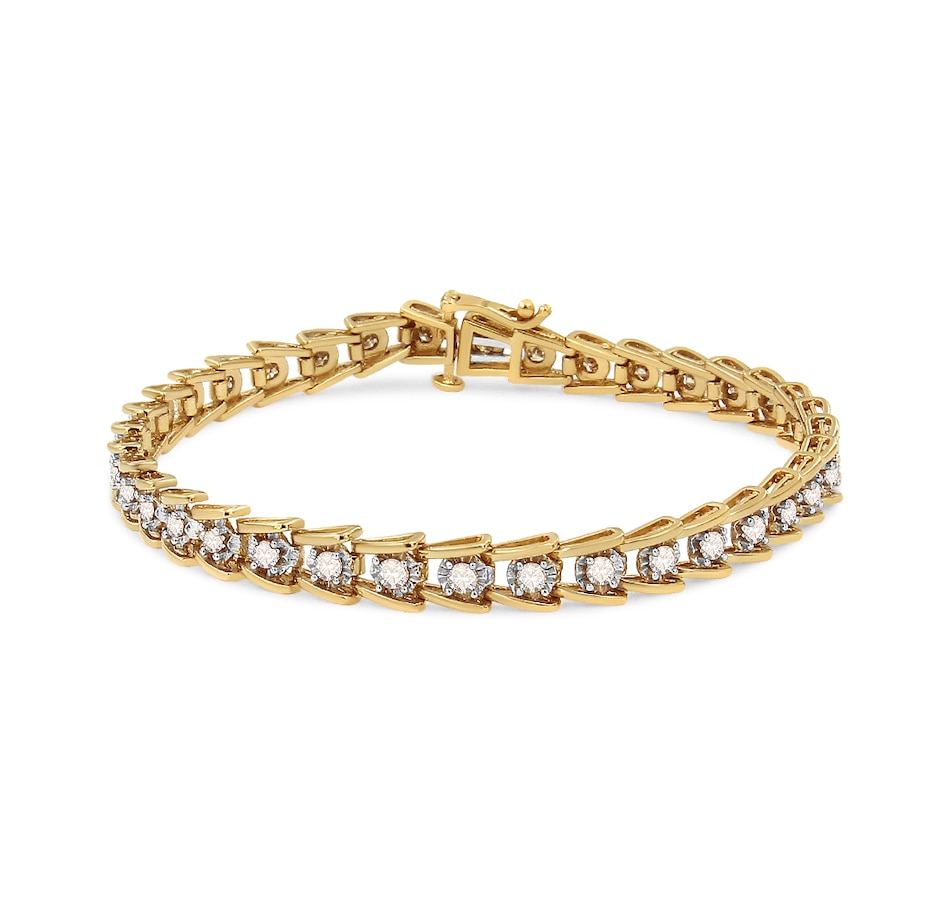 Image 948755_ALTMORE3.jpg, Product 948-755 / Price $1,476.00, 14K Yellow Gold Plated .925 Sterling Silver 2.00 Cttw Miracle Set Diamond Wave Link Bracelet (L-M Color, I2-I3 Clarity) - Size 7.25" from Haus of Brilliance on TSC.ca's Jewellery department
