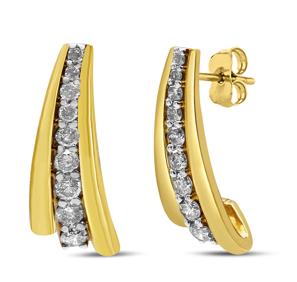 Image 948764.jpg, Product 948-764 / Price $3,241.00, 10K Yellow Gold Plated .925 Sterling Silver 1.00 Cttw Round Diamond Graduated Huggie Stud Earrings (I-J Color, I2-I3 Clarity) from Haus of Brilliance on TSC.ca's Jewellery department