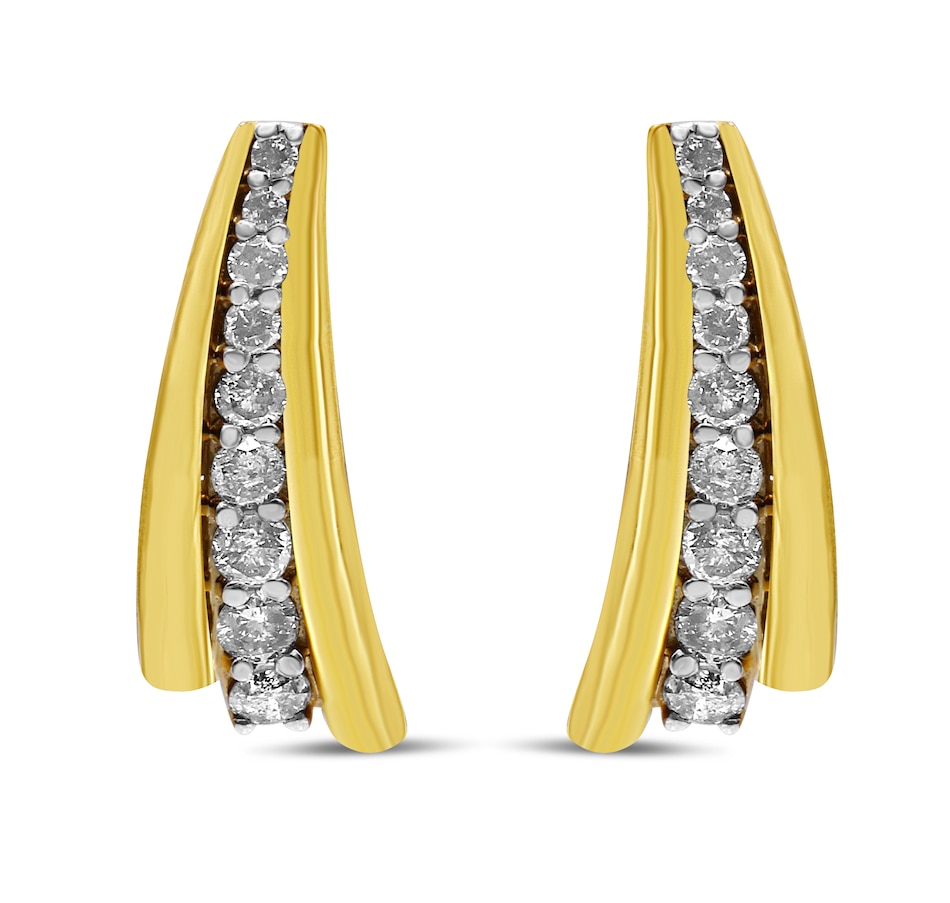 Image 948764_ALTMORE1.jpg, Product 948-764 / Price $3,241.00, 10K Yellow Gold Plated .925 Sterling Silver 1.00 Cttw Round Diamond Graduated Huggie Stud Earrings (I-J Color, I2-I3 Clarity) from Haus of Brilliance on TSC.ca's Jewellery department