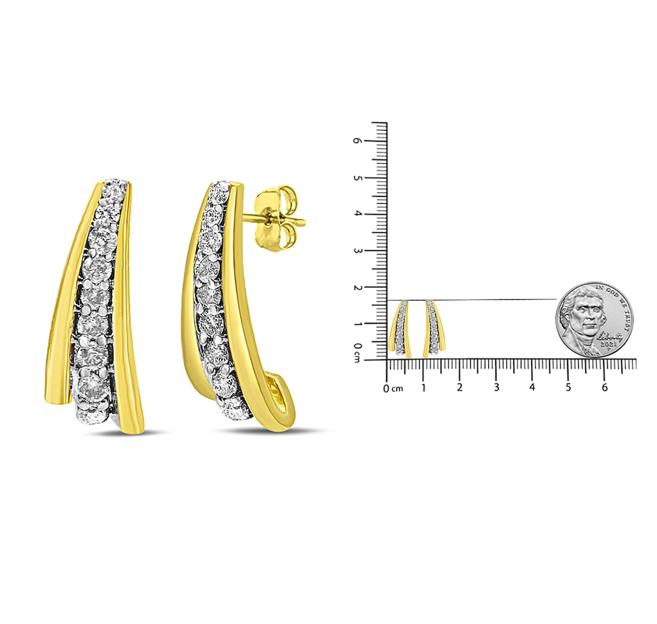 Image 948764_ALTMORE4.jpg, Product 948-764 / Price $3,241.00, 10K Yellow Gold Plated .925 Sterling Silver 1.00 Cttw Round Diamond Graduated Huggie Stud Earrings (I-J Color, I2-I3 Clarity) from Haus of Brilliance on TSC.ca's Jewellery department