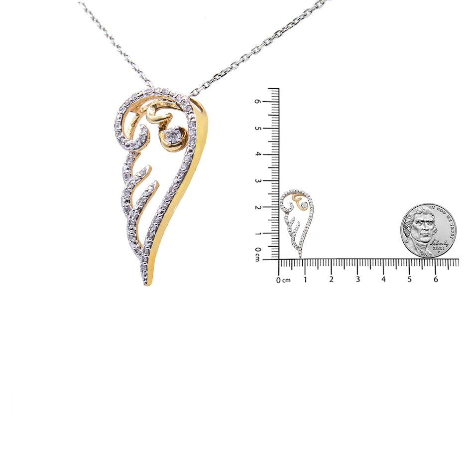 Image 948776_ALTMORE4.jpg, Product 948-776 / Price $1,194.00, 10K Yellow Gold over .925 Sterling Silver 1/4 Cttw Diamond Angel Wing 18" Pendant Necklace (H-I Color, I1-I2 Clarity) from Haus of Brilliance on TSC.ca's Jewellery department