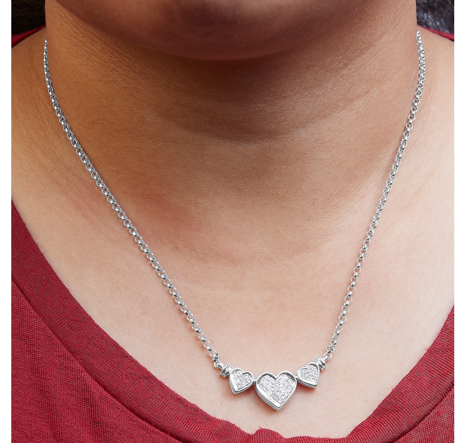 Image 948778_ALTMORE3.jpg, Product 948-778 / Price $5,832.00, 14K White Gold 1.0 Cttw Princess Cut Diamond Three Heart 18" Statement Pendant Necklace (H-I Color, SI2-I1 Clarity) from Haus of Brilliance on TSC.ca's Jewellery department