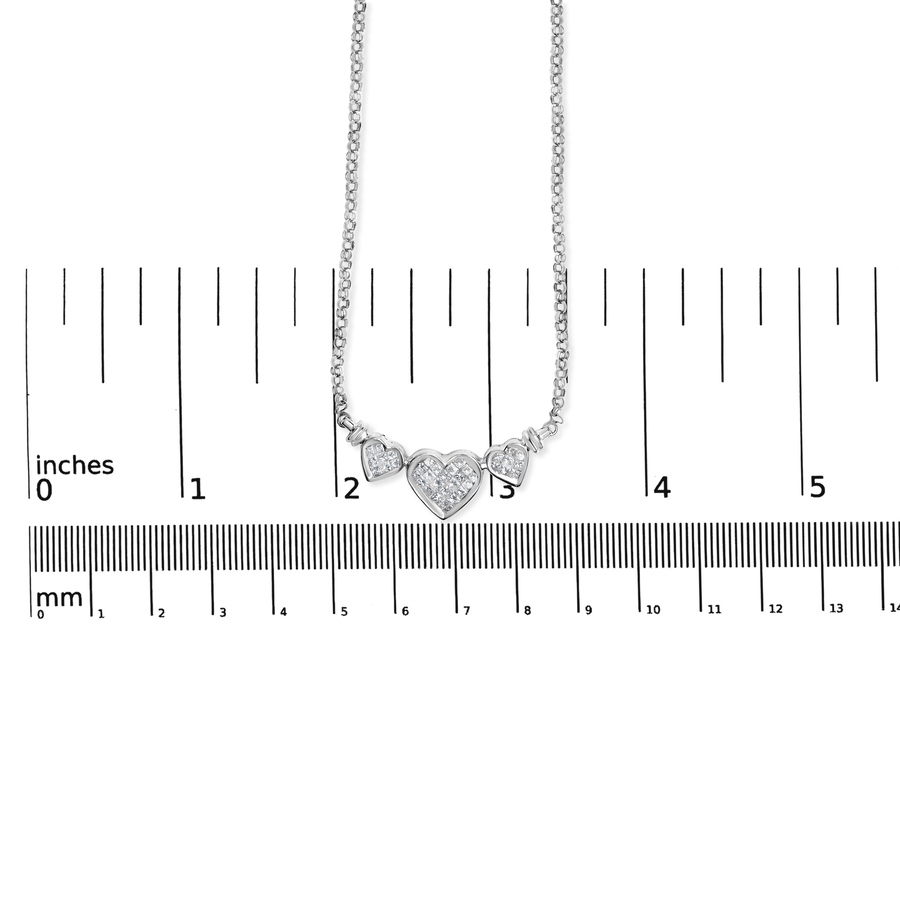 Image 948778_ALTMORE4.jpg, Product 948-778 / Price $7,582.00, 14K White Gold 1.0 Cttw Princess Cut Diamond Three Heart 18" Statement Pendant Necklace (H-I Color, SI2-I1 Clarity) from Haus of Brilliance on TSC.ca's Jewellery department