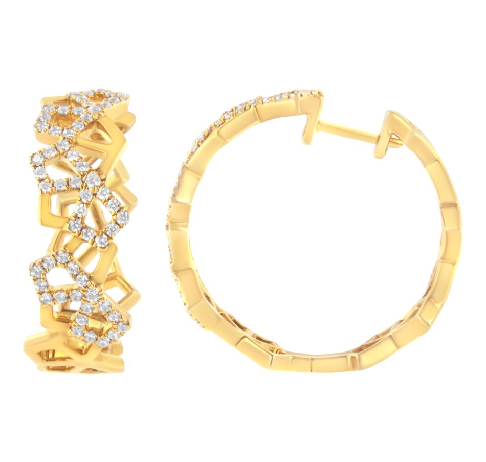 Image 948780_ALTMORE1.jpg, Product 948-780 / Price $8,377.00, 14K Yellow Gold 3/4 Cttw Diamond Honeycomb Hoop Earrings (G-H Color, SI1-SI2 Clarity) - 24MM from Haus of Brilliance on TSC.ca's Jewellery department