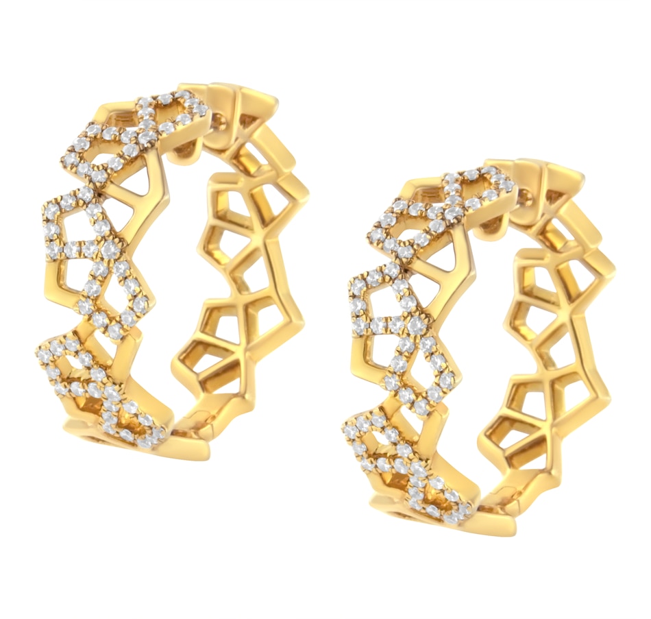 Image 948780_ALTMORE3.jpg, Product 948-780 / Price $8,377.00, 14K Yellow Gold 3/4 Cttw Diamond Honeycomb Hoop Earrings (G-H Color, SI1-SI2 Clarity) - 24MM from Haus of Brilliance on TSC.ca's Jewellery department
