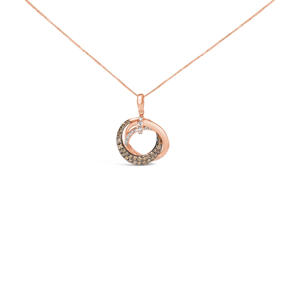Image 948833.jpg, Product 948-833 / Price $10,452.00, 14K Rose Gold 3/4 Cttw Brown and White Diamond Interlocking Circle Hoop 18" Inch Pendant Necklace (G-H Color, SI2-I1 Clarity) from Haus of Brilliance on TSC.ca's Jewellery department