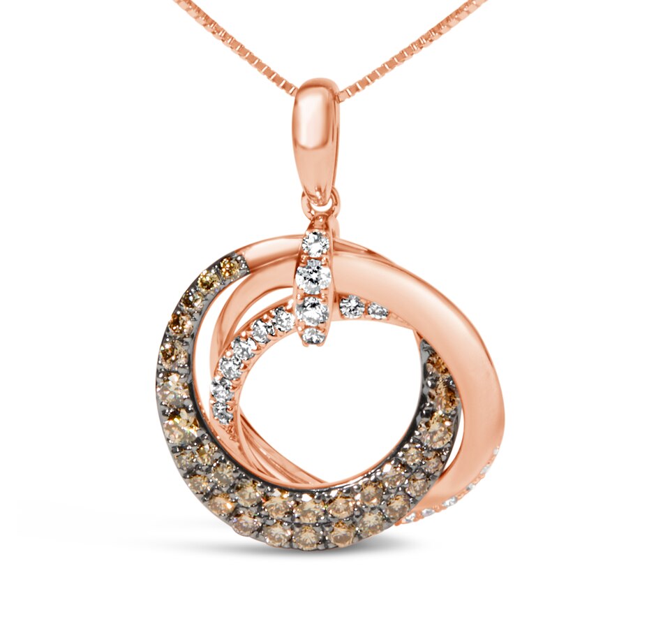 Image 948833_ALTMORE1.jpg, Product 948-833 / Price $10,452.00, 14K Rose Gold 3/4 Cttw Brown and White Diamond Interlocking Circle Hoop 18" Inch Pendant Necklace (G-H Color, SI2-I1 Clarity) from Haus of Brilliance on TSC.ca's Jewellery department