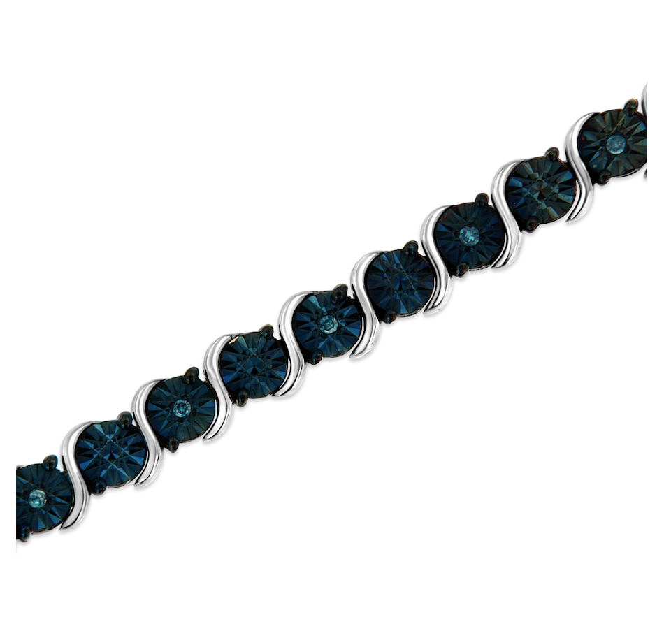 Image 948850_ALTMORE3.jpg, Product 948-850 / Price $783.00, .925 Sterling Silver 1/10 Cttw Miracle-Set Treated Blue Color Diamond Miracle Plate "S" Link Tennis Bracelet (Blue Color, I2- I3 Clarity) - 7.25" from Haus of Brilliance on TSC.ca's Jewellery department