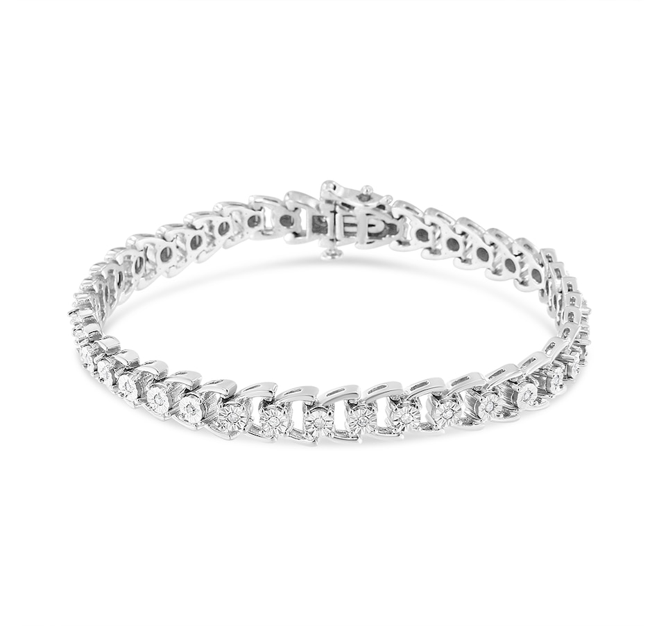 Image 948864_ALTMORE1.jpg, Product 948-864 / Price $681.00, .925 Sterling Silver 1/4 Cttw Miracle Set Round Diamond Composite Open Linked Composite Line Bracelet (I-J Color, I3-Promo Clarity) - 7.5" from Haus of Brilliance on TSC.ca's Jewellery department