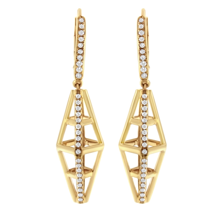 Image 948922.jpg, Product 948-922 / Price $5,623.00, 14K Yellow Gold 5/8 Cttw Diamond Geometrical Pillar Drop and Dangle Earrings (G-H Color, SI1-SI2 Clarity) from Haus of Brilliance on TSC.ca's Jewellery department