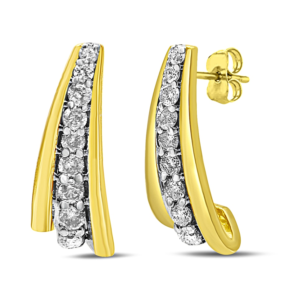 Image 948923.jpg, Product 948-923 / Price $837.00, 10K Yellow Gold Plated .925 Sterling Silver 0.50 Cttw Round Diamond Graduated Huggie Earrings (I-J Color, I2-I3 Clarity) from Haus of Brilliance on TSC.ca's Jewellery department