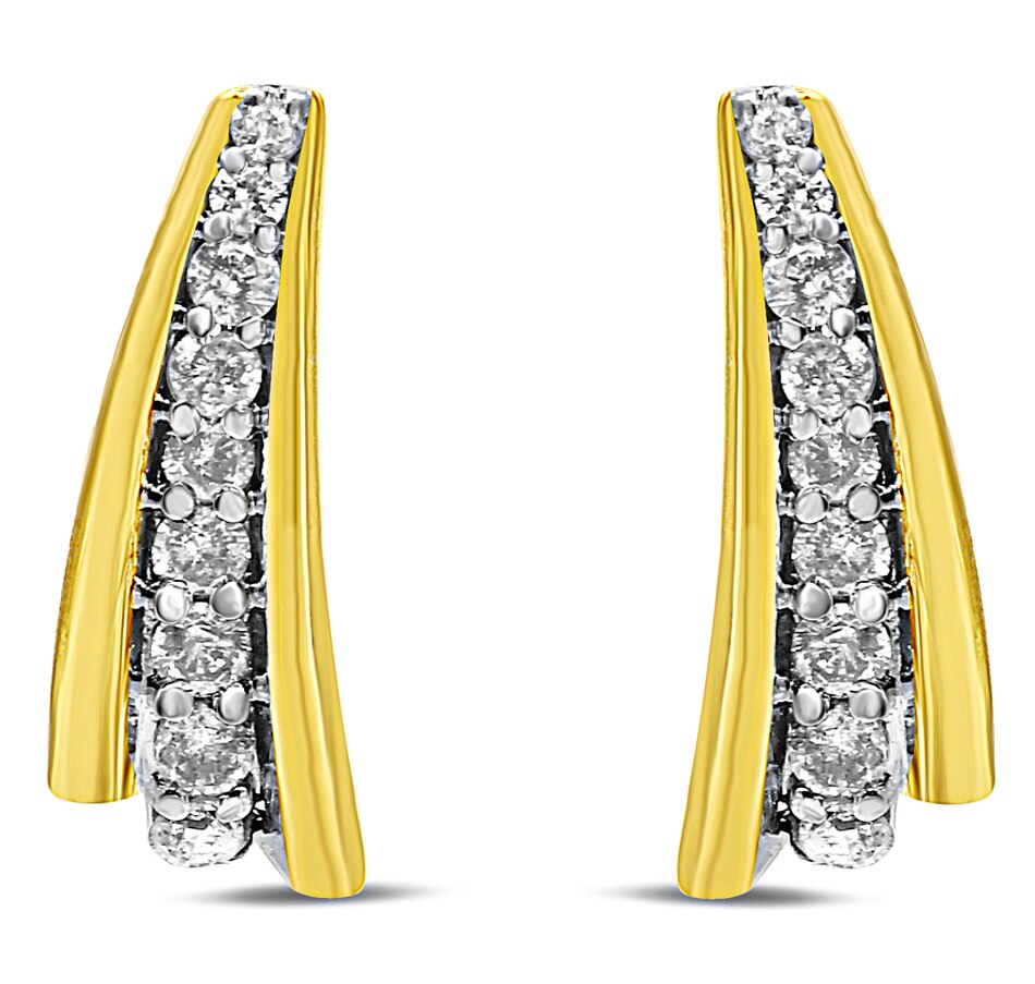 Image 948923_ALTMORE1.jpg, Product 948-923 / Price $837.00, 10K Yellow Gold Plated .925 Sterling Silver 0.50 Cttw Round Diamond Graduated Huggie Earrings (I-J Color, I2-I3 Clarity) from Haus of Brilliance on TSC.ca's Jewellery department