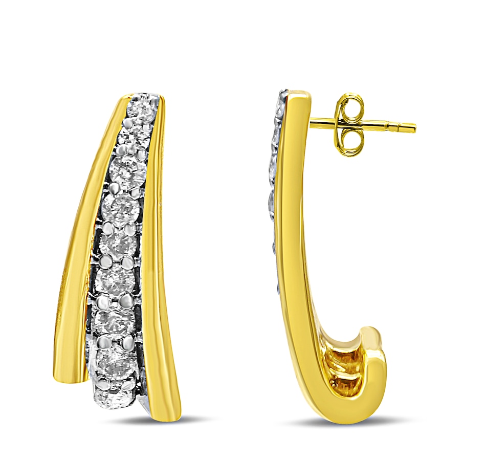 Image 948923_ALTMORE2.jpg, Product 948-923 / Price $837.00, 10K Yellow Gold Plated .925 Sterling Silver 0.50 Cttw Round Diamond Graduated Huggie Earrings (I-J Color, I2-I3 Clarity) from Haus of Brilliance on TSC.ca's Jewellery department