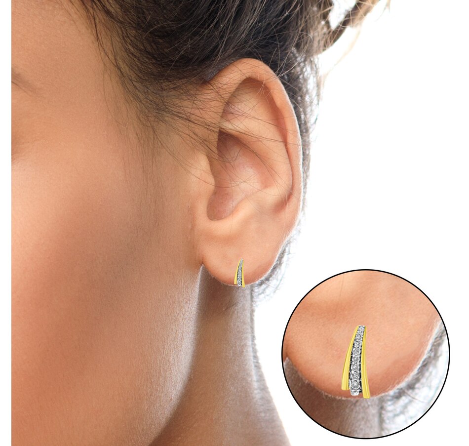 Image 948923_ALTMORE3.jpg, Product 948-923 / Price $837.00, 10K Yellow Gold Plated .925 Sterling Silver 0.50 Cttw Round Diamond Graduated Huggie Earrings (I-J Color, I2-I3 Clarity) from Haus of Brilliance on TSC.ca's Jewellery department