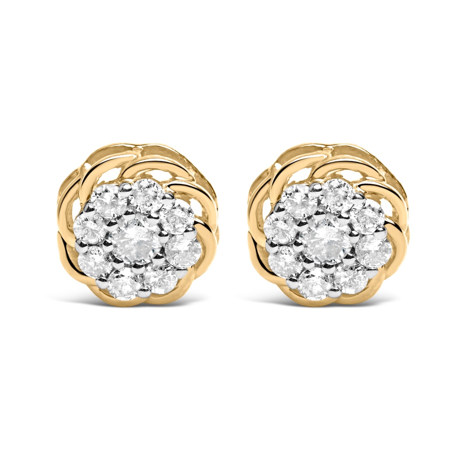 Image 948927.jpg, Product 948-927 / Price $789.75, 10K Yellow Gold Plated .925 Sterling Silver 1/2 Cttw Diamond Cluster Stud Earrings (J-K Color, I2-I3 Clarity) from Haus of Brilliance on TSC.ca's Jewellery department