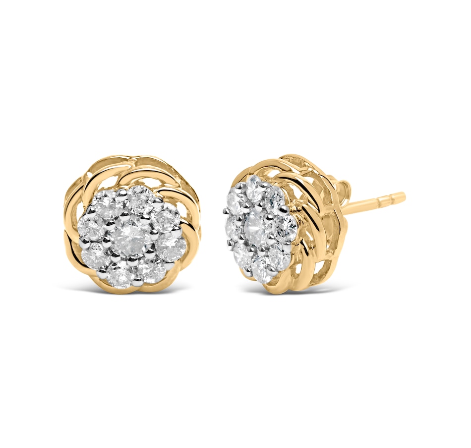 Image 948927_ALTMORE1.jpg, Product 948-927 / Price $789.75, 10K Yellow Gold Plated .925 Sterling Silver 1/2 Cttw Diamond Cluster Stud Earrings (J-K Color, I2-I3 Clarity) from Haus of Brilliance on TSC.ca's Jewellery department