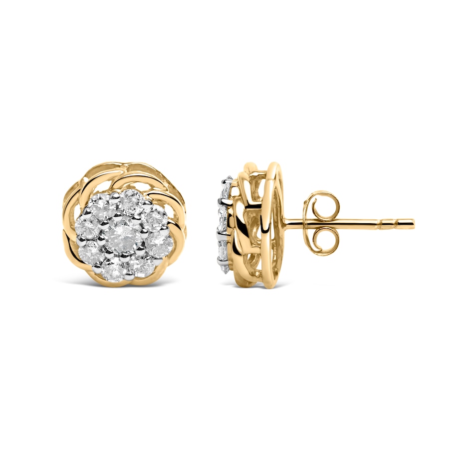 Image 948927_ALTMORE2.jpg, Product 948-927 / Price $789.75, 10K Yellow Gold Plated .925 Sterling Silver 1/2 Cttw Diamond Cluster Stud Earrings (J-K Color, I2-I3 Clarity) from Haus of Brilliance on TSC.ca's Jewellery department