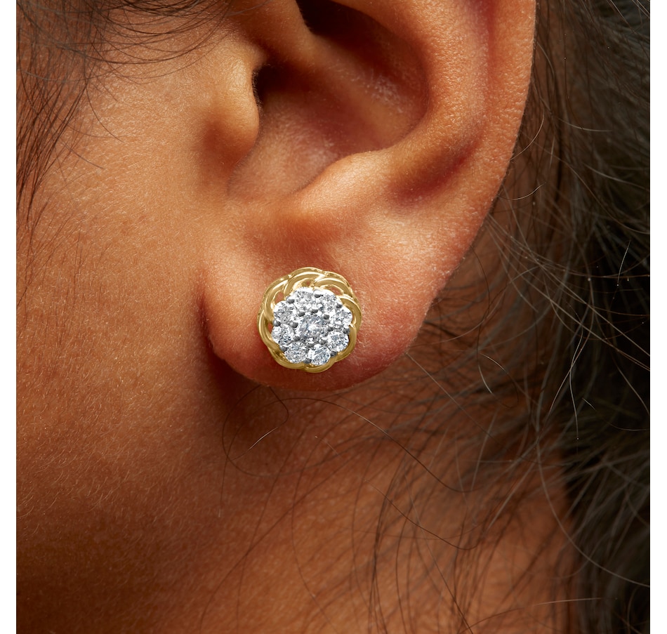 Image 948927_ALTMORE3.jpg, Product 948-927 / Price $789.75, 10K Yellow Gold Plated .925 Sterling Silver 1/2 Cttw Diamond Cluster Stud Earrings (J-K Color, I2-I3 Clarity) from Haus of Brilliance on TSC.ca's Jewellery department