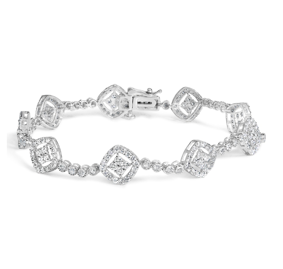 Image 948935.jpg, Product 948-935 / Price $4,926.00, .925 Sterling Silver 3.0 Cttw Diamond Halo Square Shape Link Bracelet (I-J Color, I3 Clarity) - 7.25" from Haus of Brilliance on TSC.ca's Jewellery department