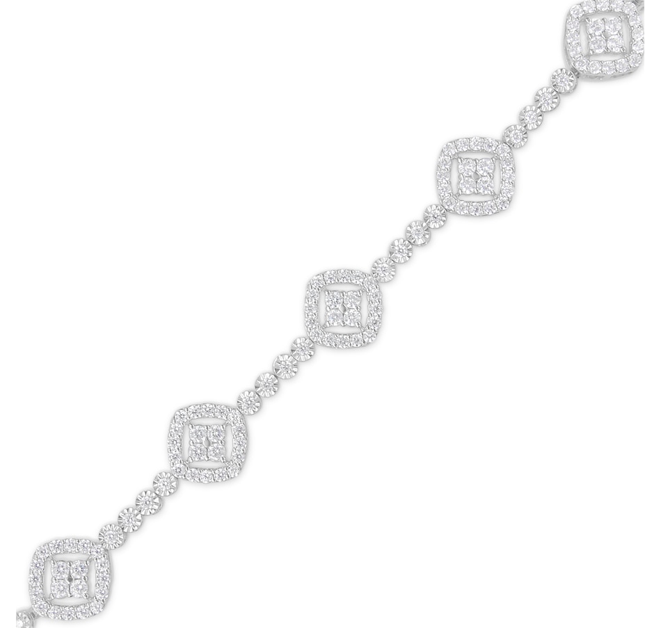 Image 948935_ALTMORE3.jpg, Product 948-935 / Price $4,926.00, .925 Sterling Silver 3.0 Cttw Diamond Halo Square Shape Link Bracelet (I-J Color, I3 Clarity) - 7.25" from Haus of Brilliance on TSC.ca's Jewellery department