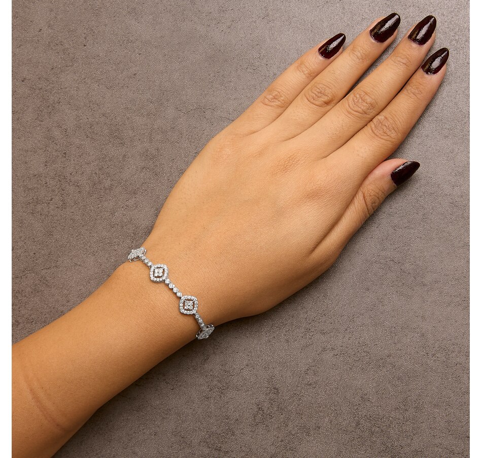 Image 948935_ALTMORE4.jpg, Product 948-935 / Price $4,926.00, .925 Sterling Silver 3.0 Cttw Diamond Halo Square Shape Link Bracelet (I-J Color, I3 Clarity) - 7.25" from Haus of Brilliance on TSC.ca's Jewellery department