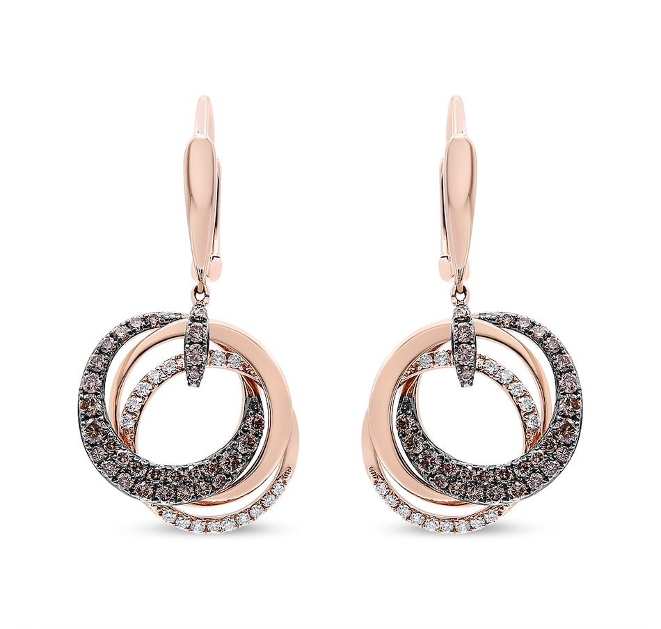 Image 948949_ALTMORE1.jpg, Product 948-949 / Price $9,548.00, 14K Rose Gold 1.00 Cttw White and Brown Diamond Intertwining Hoops and Circle Dangle Earrings (H-I/Brown Color, SI1-SI2 Clarity) from Haus of Brilliance on TSC.ca's Jewellery department