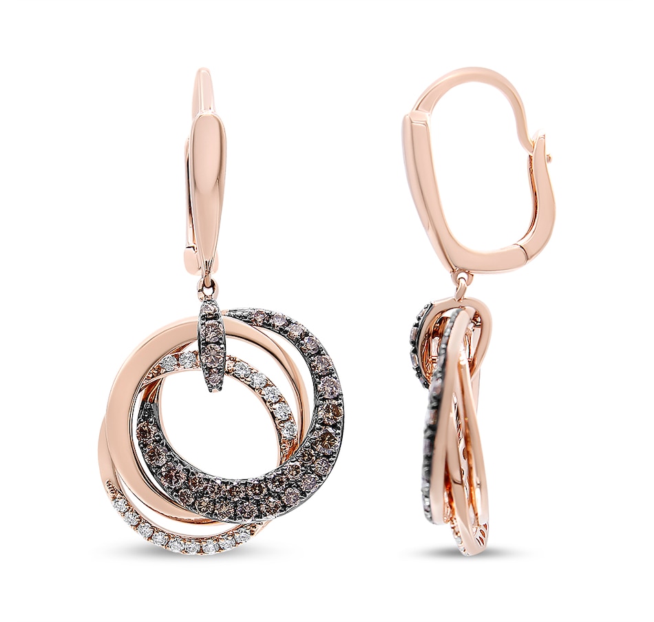 Image 948949_ALTMORE2.jpg, Product 948-949 / Price $9,548.00, 14K Rose Gold 1.00 Cttw White and Brown Diamond Intertwining Hoops and Circle Dangle Earrings (H-I/Brown Color, SI1-SI2 Clarity) from Haus of Brilliance on TSC.ca's Jewellery department
