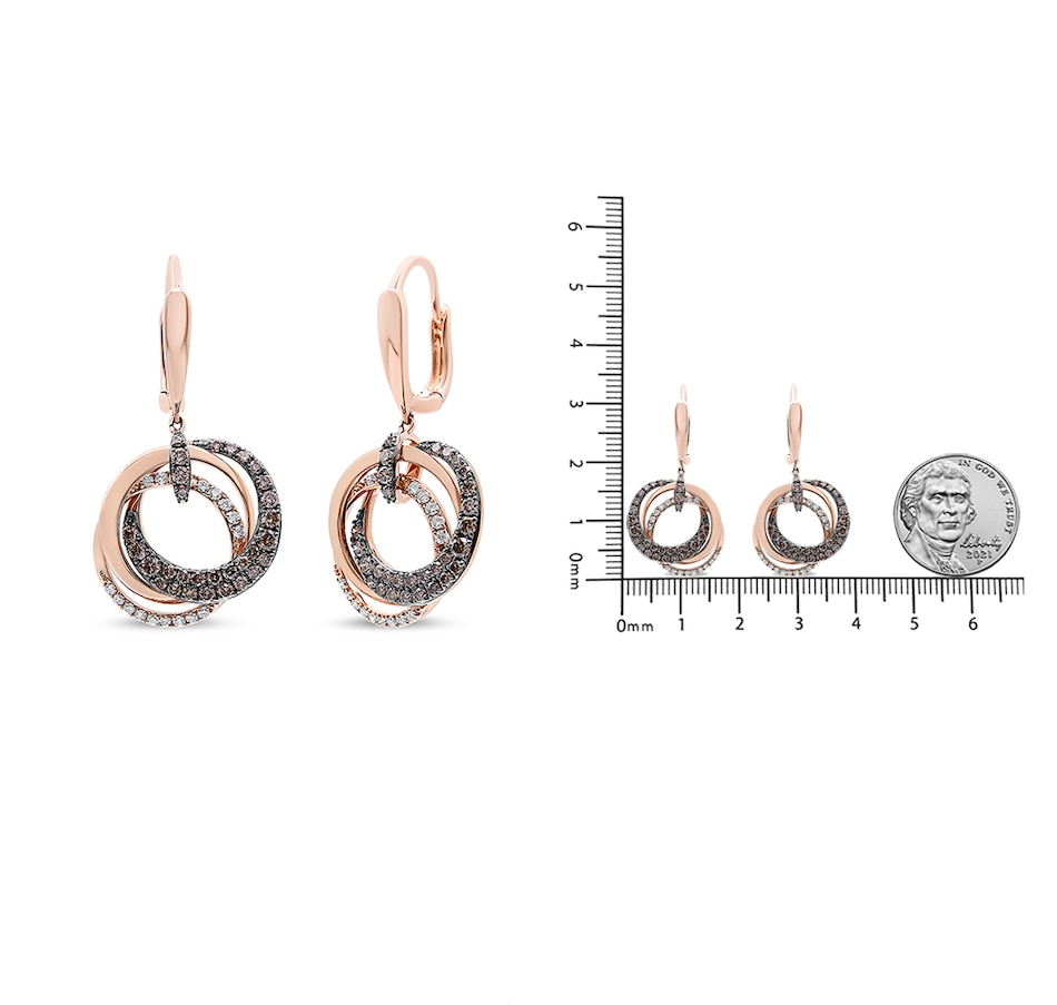 Image 948949_ALTMORE4.jpg, Product 948-949 / Price $9,548.00, 14K Rose Gold 1.00 Cttw White and Brown Diamond Intertwining Hoops and Circle Dangle Earrings (H-I/Brown Color, SI1-SI2 Clarity) from Haus of Brilliance on TSC.ca's Jewellery department