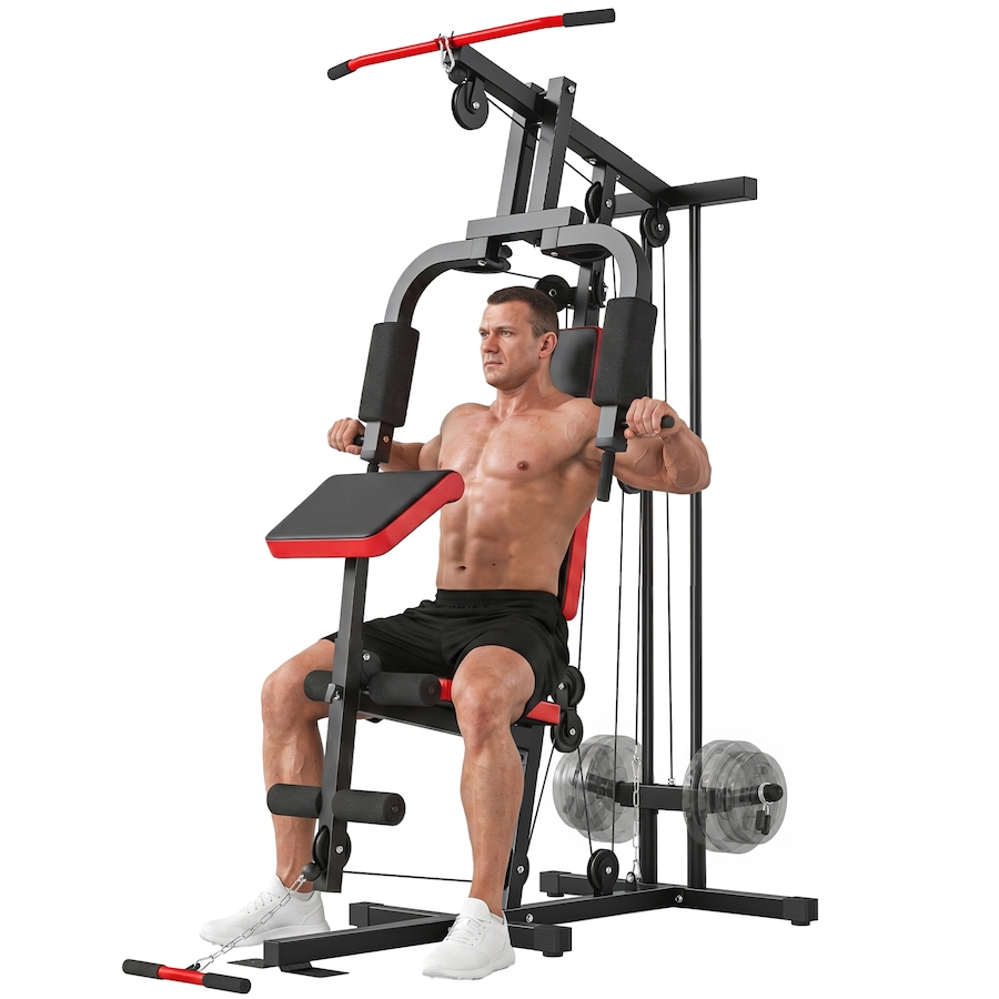 Image 952715.jpg, Product 952-715 / Price $329.99, Soozier Home Gym Equipment, Weight Machine with Pulley System, Black from Soozier on TSC.ca's Health & Fitness department