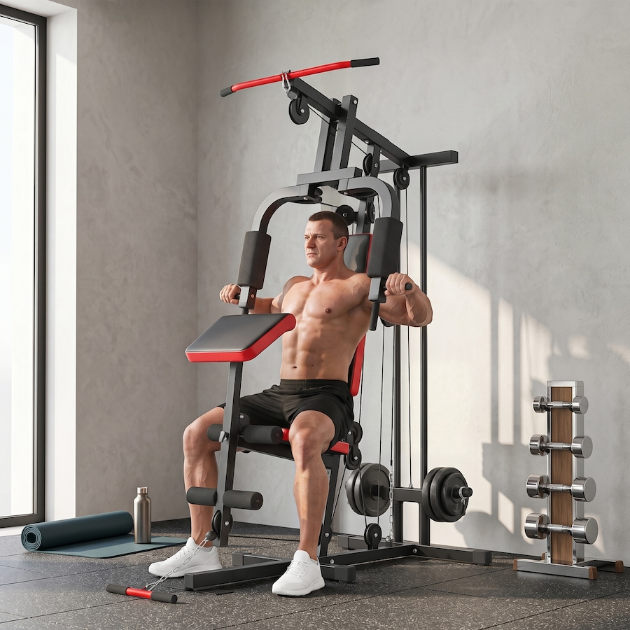 Image 952715_ALTMORE1.jpg, Product 952-715 / Price $329.99, Soozier Home Gym Equipment, Weight Machine with Pulley System, Black from Soozier on TSC.ca's Health & Fitness department