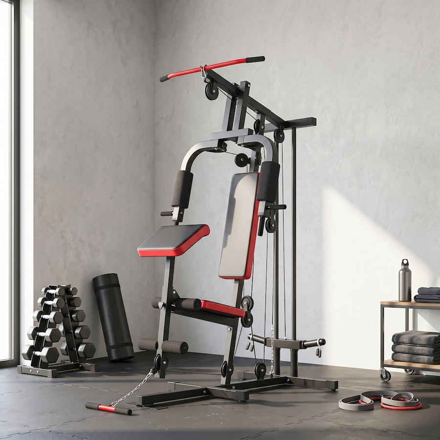Image 952715_ALTMORE8.jpg, Product 952-715 / Price $329.99, Soozier Home Gym Equipment, Weight Machine with Pulley System, Black from Soozier on TSC.ca's Health & Fitness department