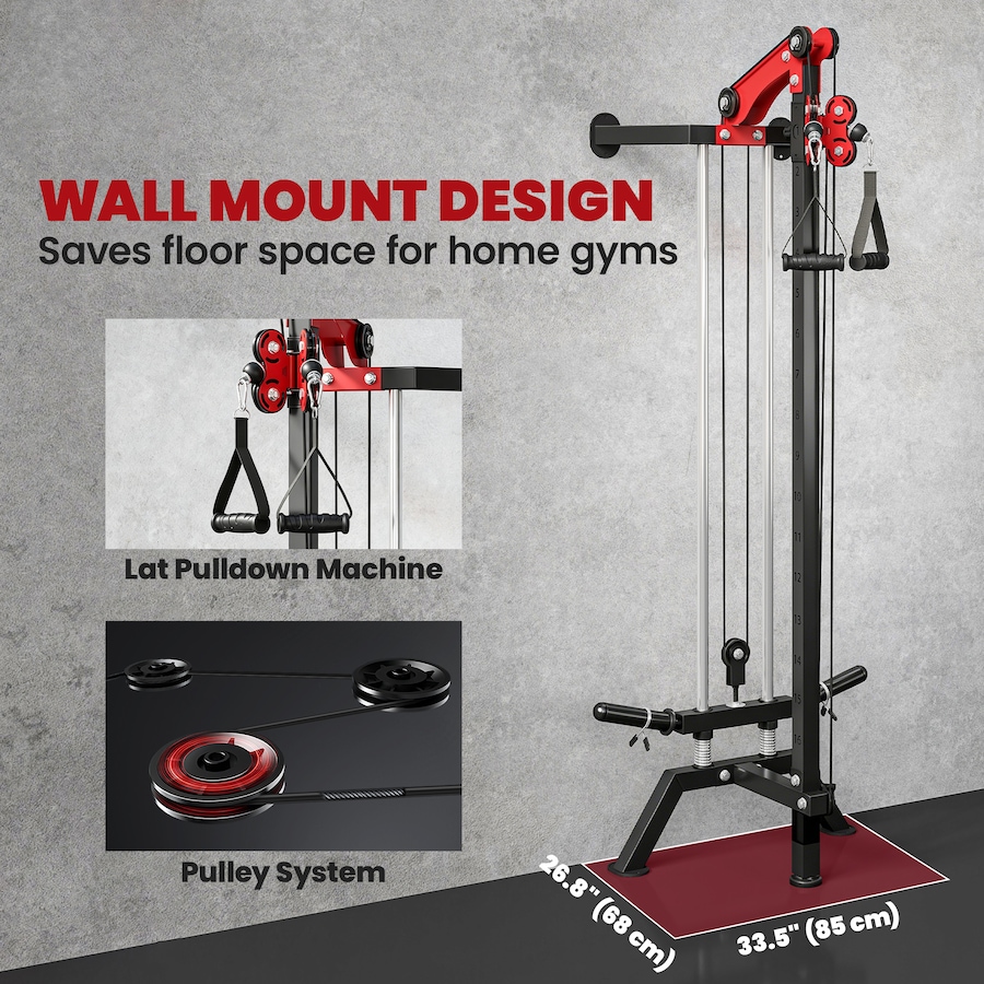 Image 952716_ALTMORE6.jpg, Product 952-716 / Price $179.99, Soozier Wall Mount Cable Station, 16 Positions Pulley Machine, Black from Soozier on TSC.ca's Health & Fitness department