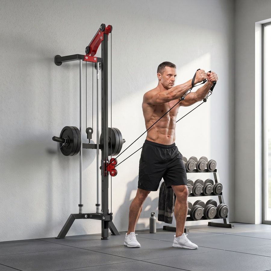 Image 952716_ALTMORE8.jpg, Product 952-716 / Price $179.99, Soozier Wall Mount Cable Station, 16 Positions Pulley Machine, Black from Soozier on TSC.ca's Health & Fitness department