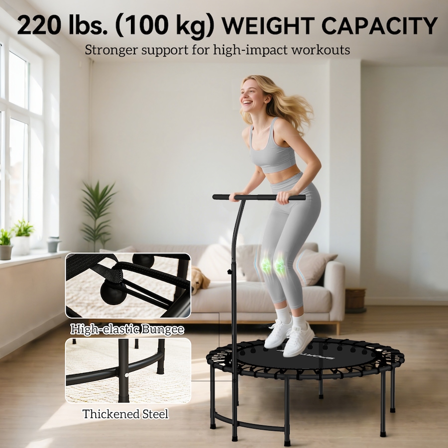 Image 952717_ALTMORE4.jpg, Product 952-717 / Price $74.99, Soozier 40" Rebounder Trampoline for Adult with Adjustable Handle, Black from Soozier on TSC.ca's Health & Fitness department