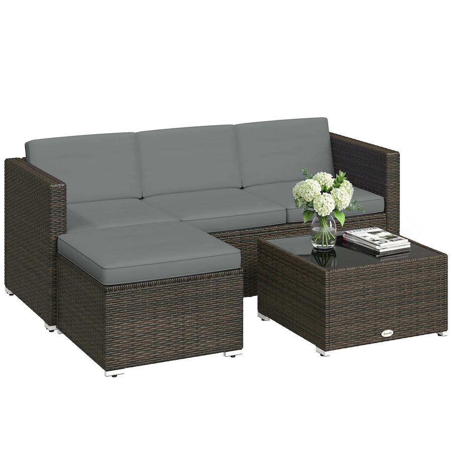 Image 952725.jpg, Product 952-725 / Price $484.99, Outsunny 3 Pieces Patio Furniture Set with Cushions, Corner Sofa Set from Outsunny on TSC.ca's Home & Garden department