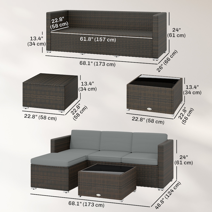 Image 952725_ALTMORE2.jpg, Product 952-725 / Price $484.99, Outsunny 3 Pieces Patio Furniture Set with Cushions, Corner Sofa Set from Outsunny on TSC.ca's Home & Garden department