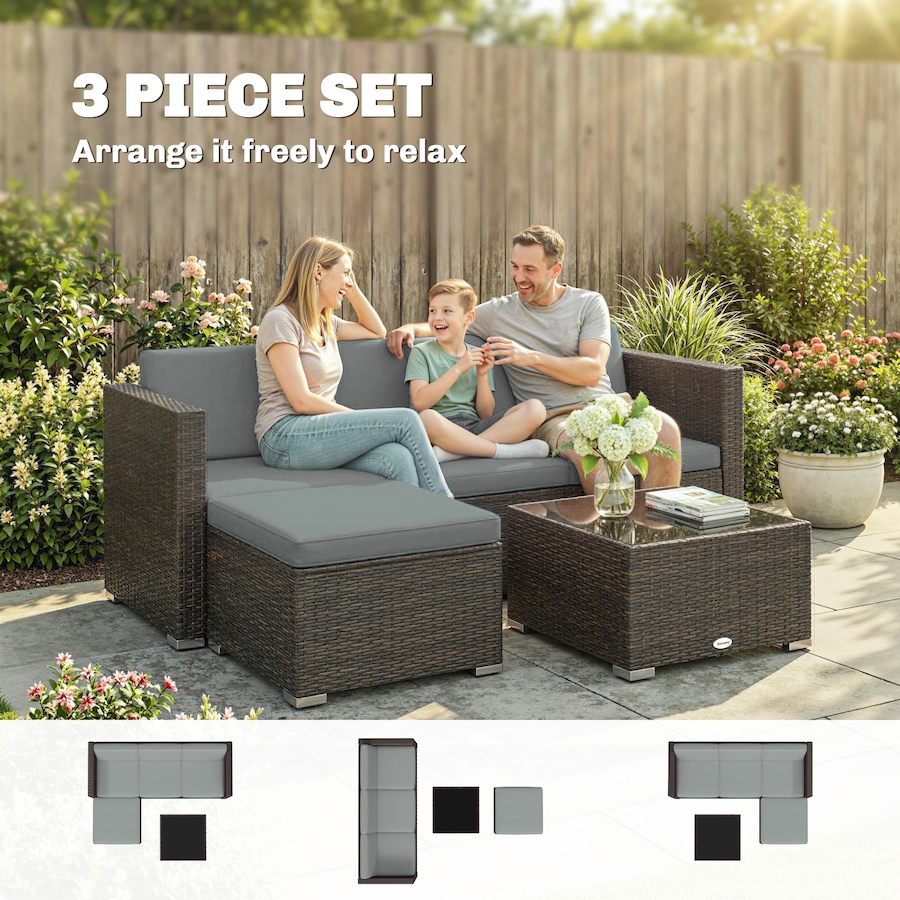 Image 952725_ALTMORE3.jpg, Product 952-725 / Price $484.99, Outsunny 3 Pieces Patio Furniture Set with Cushions, Corner Sofa Set from Outsunny on TSC.ca's Home & Garden department