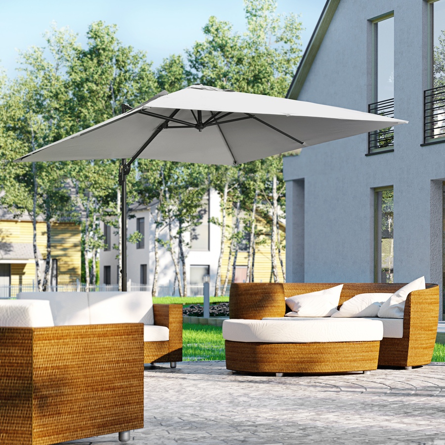 Image 952729_ALTMORE1.jpg, Product 952-729 / Price $209.99, Outsunny Cantilever Patio Umbrella with Base, Crank Handle, 360° Rotation from Outsunny on TSC.ca's Home & Garden department