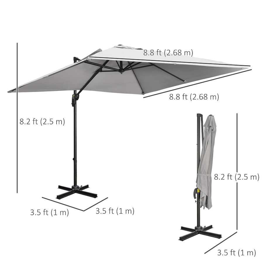 Image 952729_ALTMORE2.jpg, Product 952-729 / Price $209.99, Outsunny Cantilever Patio Umbrella with Base, Crank Handle, 360° Rotation from Outsunny on TSC.ca's Home & Garden department