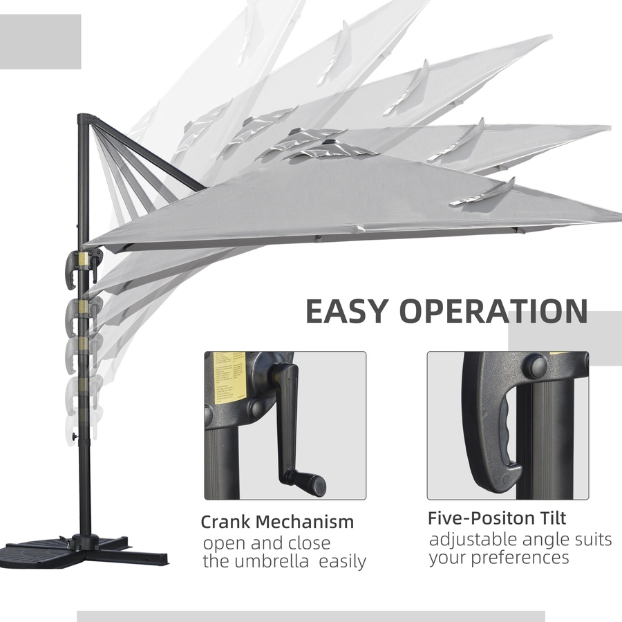 Image 952729_ALTMORE3.jpg, Product 952-729 / Price $209.99, Outsunny Cantilever Patio Umbrella with Base, Crank Handle, 360° Rotation from Outsunny on TSC.ca's Home & Garden department