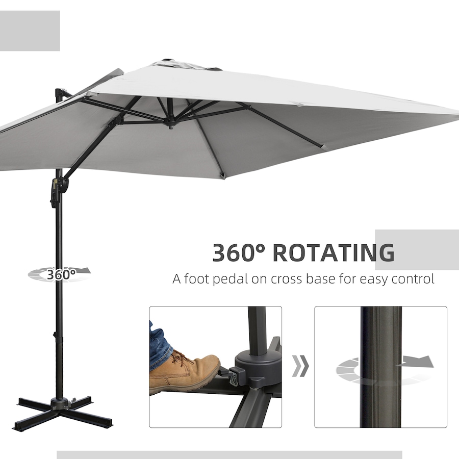Image 952729_ALTMORE4.jpg, Product 952-729 / Price $209.99, Outsunny Cantilever Patio Umbrella with Base, Crank Handle, 360° Rotation from Outsunny on TSC.ca's Home & Garden department