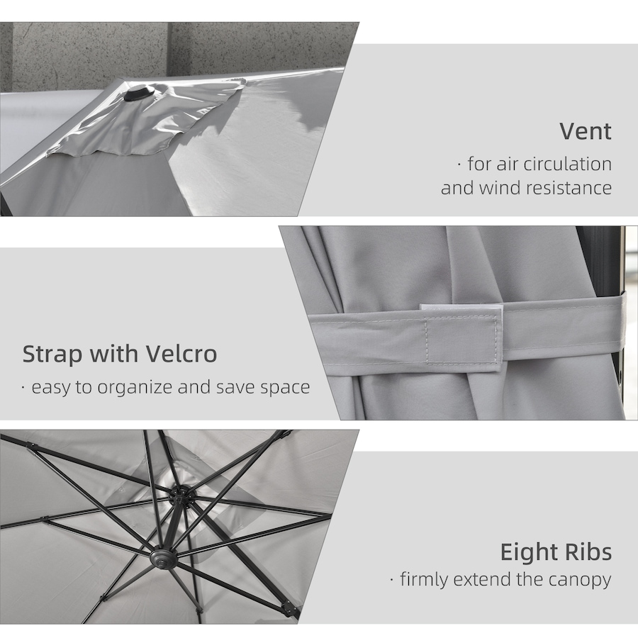 Image 952729_ALTMORE5.jpg, Product 952-729 / Price $209.99, Outsunny Cantilever Patio Umbrella with Base, Crank Handle, 360° Rotation from Outsunny on TSC.ca's Home & Garden department
