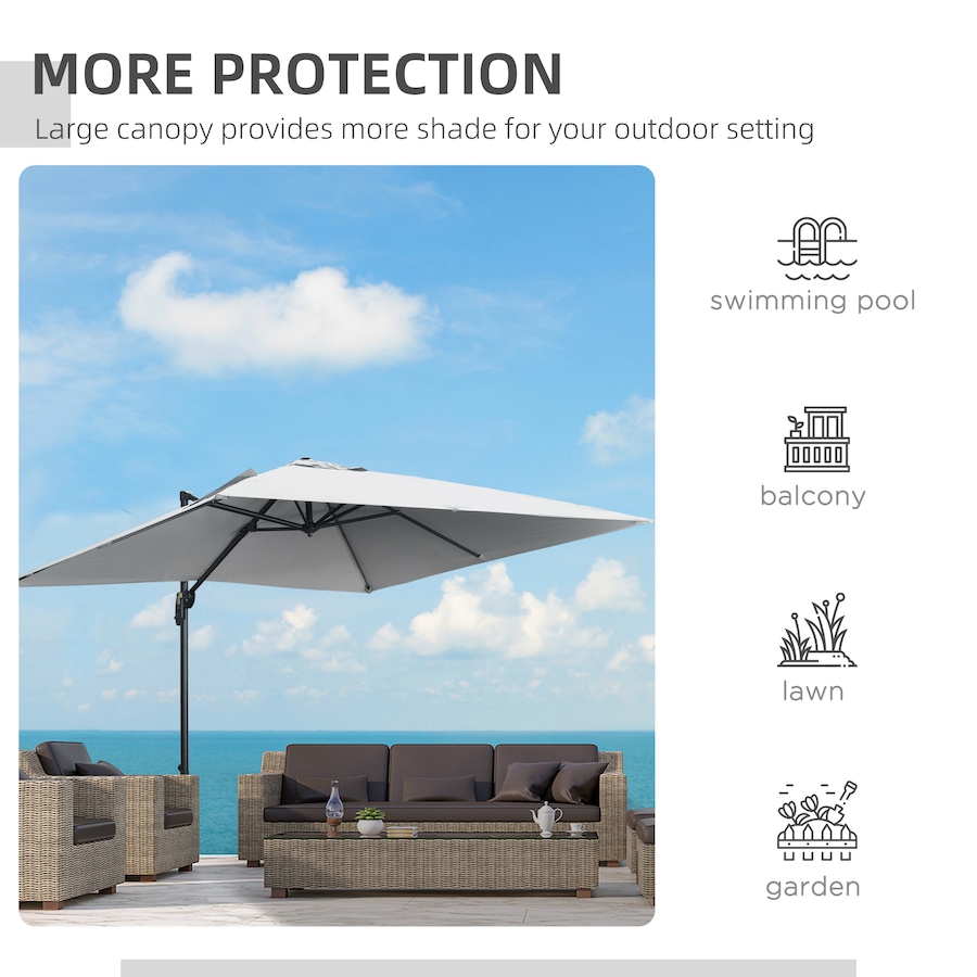 Image 952729_ALTMORE6.jpg, Product 952-729 / Price $209.99, Outsunny Cantilever Patio Umbrella with Base, Crank Handle, 360° Rotation from Outsunny on TSC.ca's Home & Garden department
